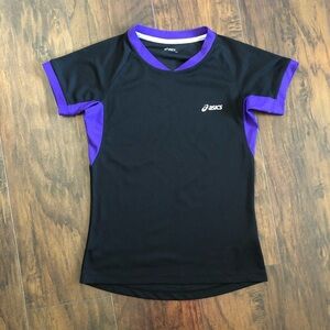 Asics Black Purple Active Shirt Womens Size XS